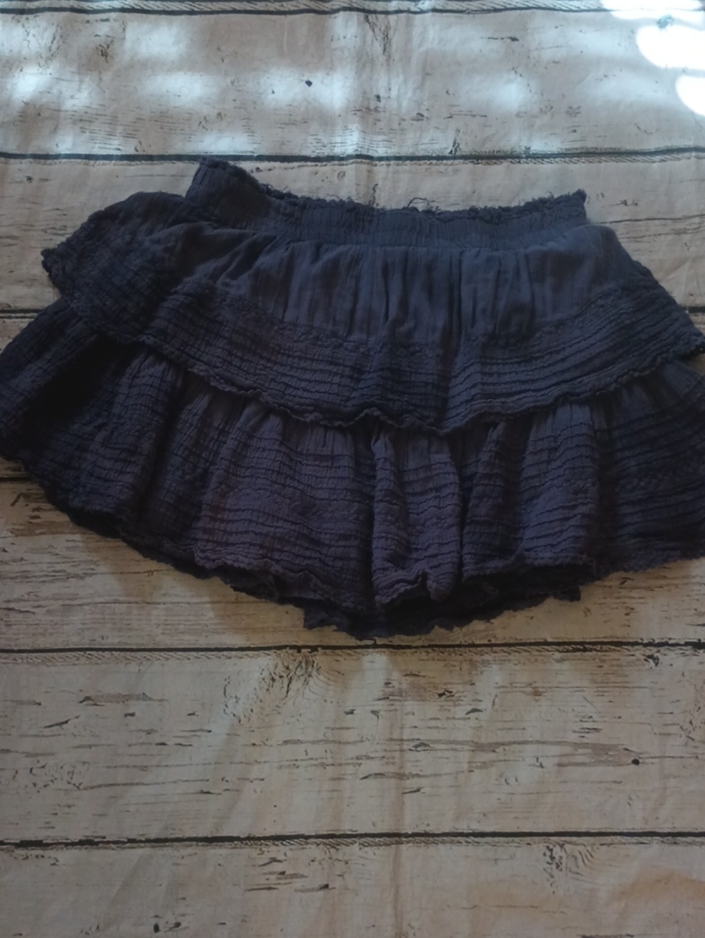 Aerie Blue Tie Dye Wash Rock N Ruffle Mini Skirt L